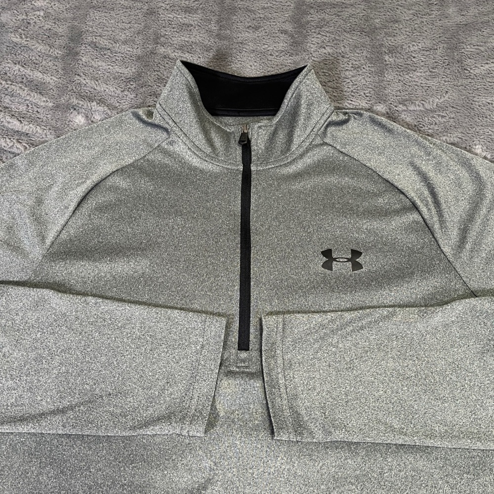 Under Armour Mens Large Gray HeatGear Loose Fit 1/4 Zip Pullover Active Shirt